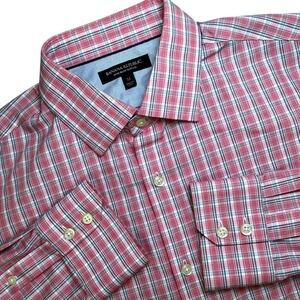 Banana Republic Shirt Mens M Red Plaid Slim Fit Button Down Long Sleeve Preppy